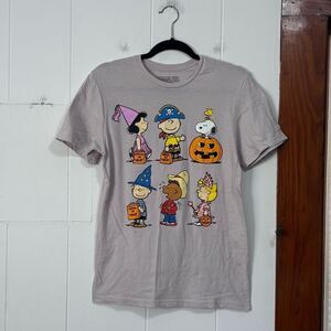 Peanuts Halloween Graphic T-Shirt Gray Size Small